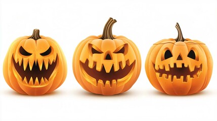 Fototapeta premium Smiling Jack-o-Lantern Halloween Decoration Isolated in Autumn Light
