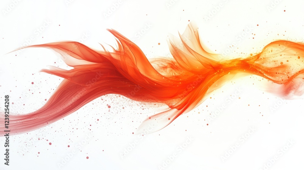 Poster dynamic abstract red and orange swirls with soft lighting on white background