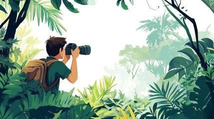 Nature Photographer Capturing Beauty in Lush Green Forest Landscape