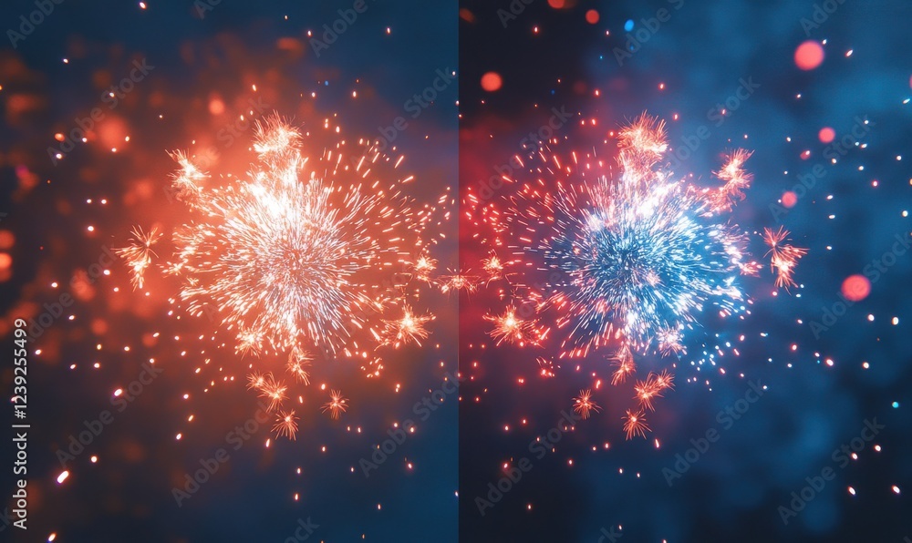 Aufkleber explosive fireworks display in vibrant colors creating dynamic background effects ideal for celebrat