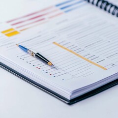 Organized Document with Pen on Spiral Notebook and Colorful Tabs