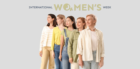 Portrait of beautiful women on grey background