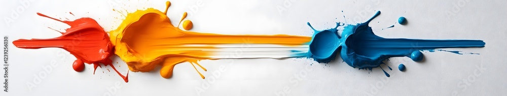Aufkleber abstract paint splashes in vivid vibrant colors with textured dynamic sides and a clean white space 