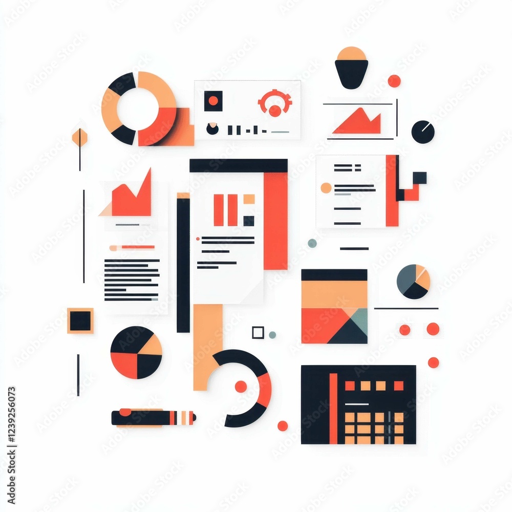 Poster abstract data visualization and analytics elements for presentations