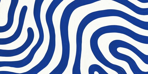 Abstract Blue and White Wave Pattern Design, Fluid Shapes Flowing Across Surface, Modern Art