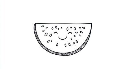 Obraz premium Happy watermelon slice drawing, food illustration