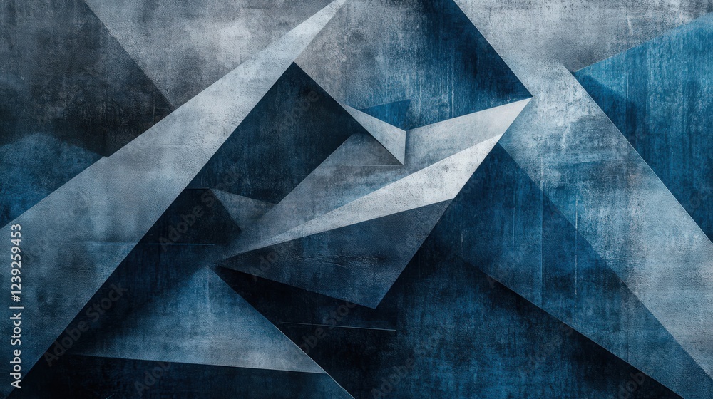 Poster Abstract geometric pattern with a textured blue and gray color scheme