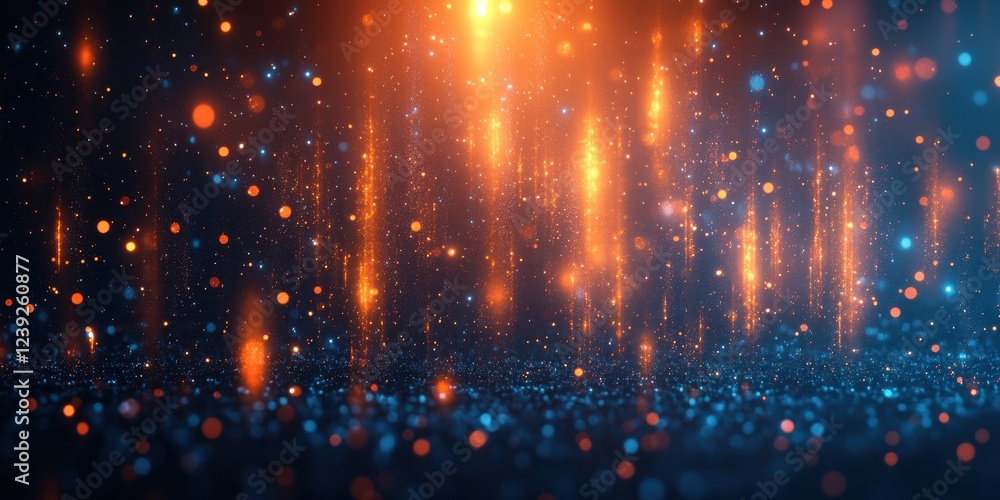 Aufkleber glowing particles in the dark with bokeh effect and warm tones creating a magical fantasy atmosphere