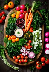bright inviting vegetable platter showcasing medley colorful seasonal produce eye catching presentation, veggie, display, fresh, vegetables, arrangement