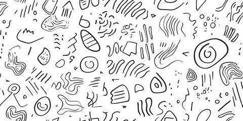 Abstract Black And White Pattern Design Featuring Organic Shapes And Lines In Modern Artistic Style