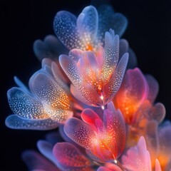 Luminous Floral Abstract Art with Radiant Colors and Glowing Petals Capturing the Essence of Nature's Beauty in a Dreamlike Setting