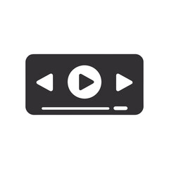 Music Player User Interface Vector. Audio Media Player Widget with Buttons and Song Duration Bar. Modern UI Design Element for Music App Design with Pause, Play, Skip, Favourite, Queue Buttons.