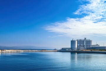 Obraz premium Dramatic Water Desalination Facility by the Sea