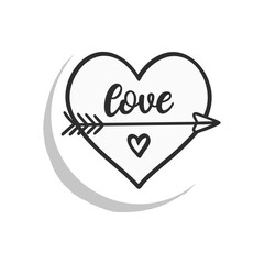 Hand drawn heart isolated. Design element for love concept. Doodle sketch red heart shape.