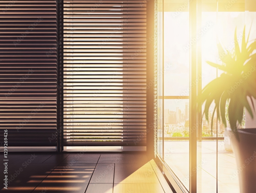 Poster automatic blinds adjusting based on the level of sunlight.