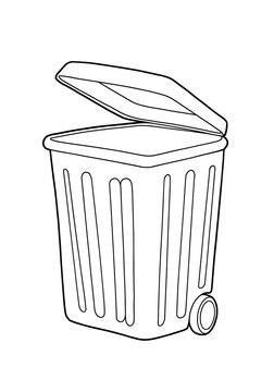 black and white trash can with open lid clip art preview