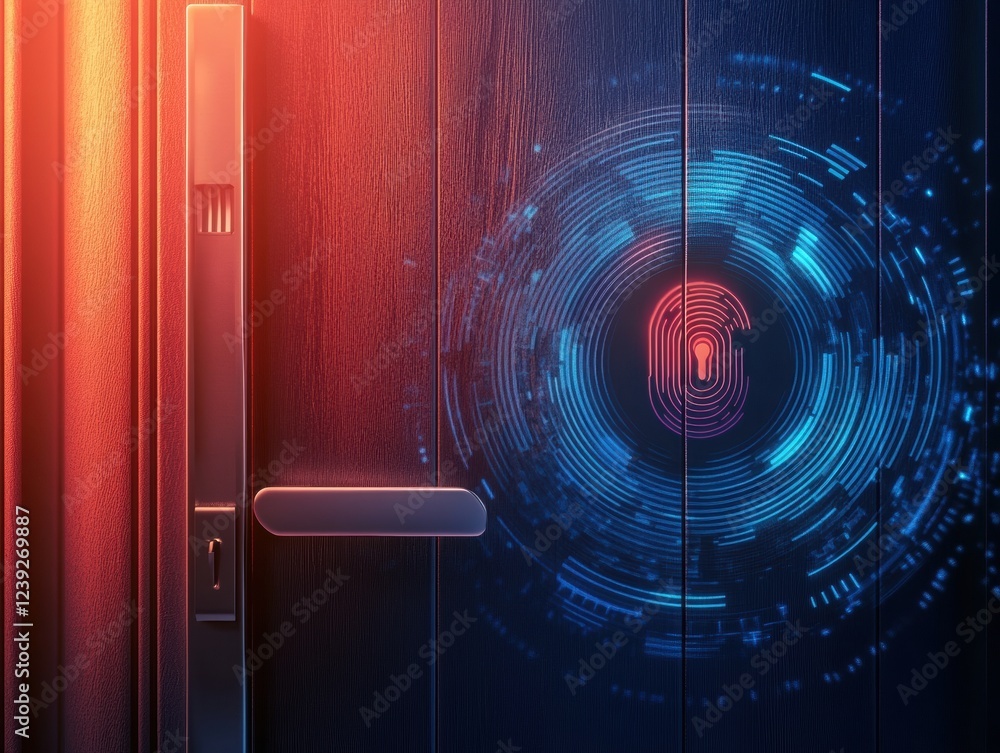 Aufkleber a smart lock unlocking via a mobile app or fingerprint scan.