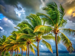 Tropical Storm Coconut Palm Trees