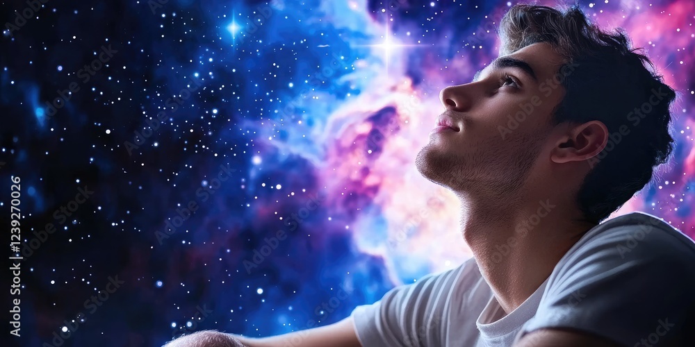 Leinwandbilder astrophysicist analyzing data charts with a backdrop of space and galaxies