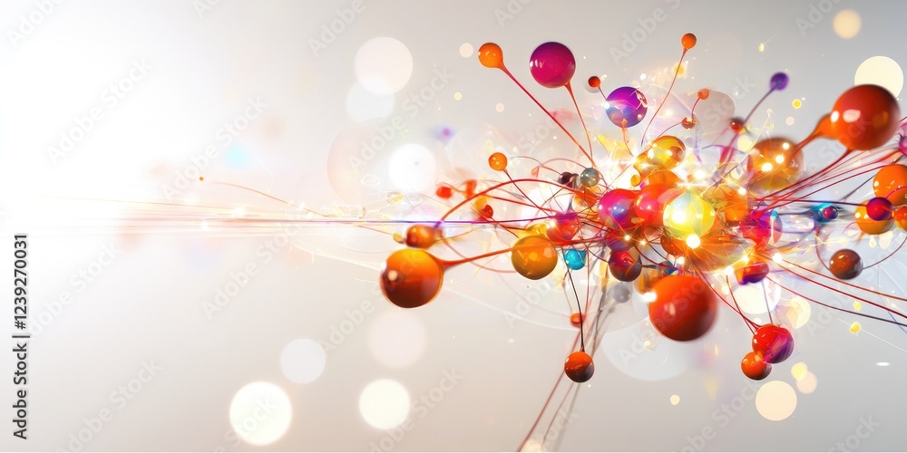 Poster quantum entanglement visualized as interconnected particles, demonstrating the concept of computatio