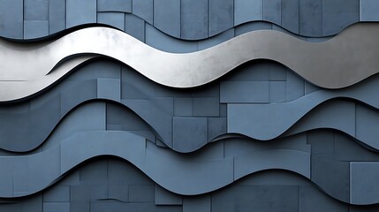 Abstract Wave Pattern Blue Silver Design