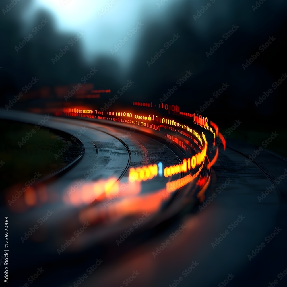 Fototapete cascading streams of binary code and algorithmic forms dance across a dark moody backdrop capturing 
