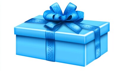 Fototapeta premium Light Blue Gift Box with Ribbon - A light blue gift box tied with a light blue ribbon, symbolizing celebration, surprise, generosity, appreciation, and joy.