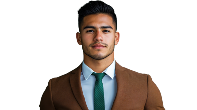 Confident businessman posing with transparent background