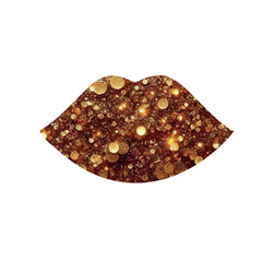 Shimmering lips with gloss effect, sparkling and glossy, isolated on white background. Ideal for concepts related to beauty, makeup, fashion, luxury and cosmetics.