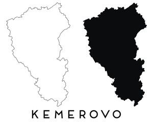 Kemerovo map outline and black silhouette vector