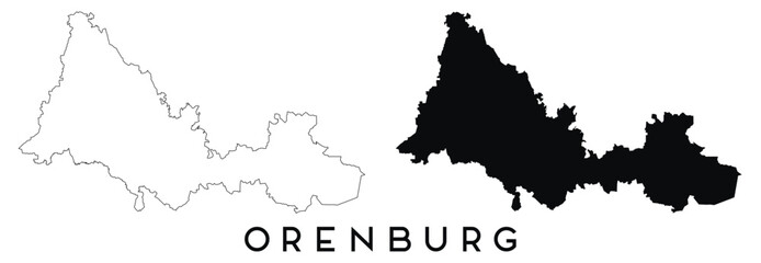 Orenburg map outline and black silhouette vector