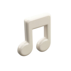 Isolated Off-White 3D Music Note Icon
