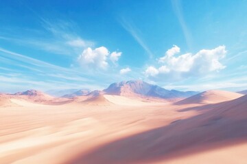 Naklejka premium Serene Desert Landscape with Soft Sand Dunes and Shadows