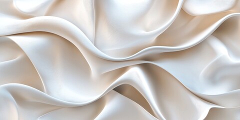 Obraz premium Elegant and Soft Satin Fabric Draped in Beautiful Flowing Waves Highlighting the Luxurious Texture and Subtle Sheen for Fashion and Design Applications