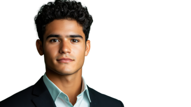 Confident businessman posing on transparent background