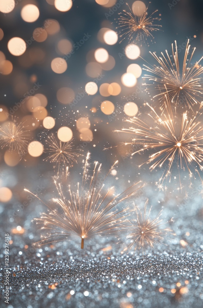 Poster sparkling firework sparklers lighting up a festive background with bokeh and glittering effects for 