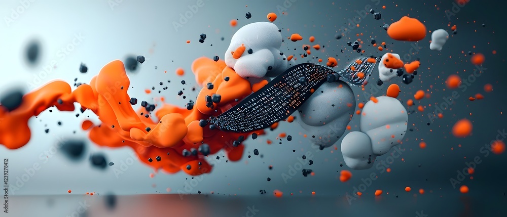 Poster enigmatic digital constructs shrouded cybernetic landscapes of intricate binary code and flowing dat