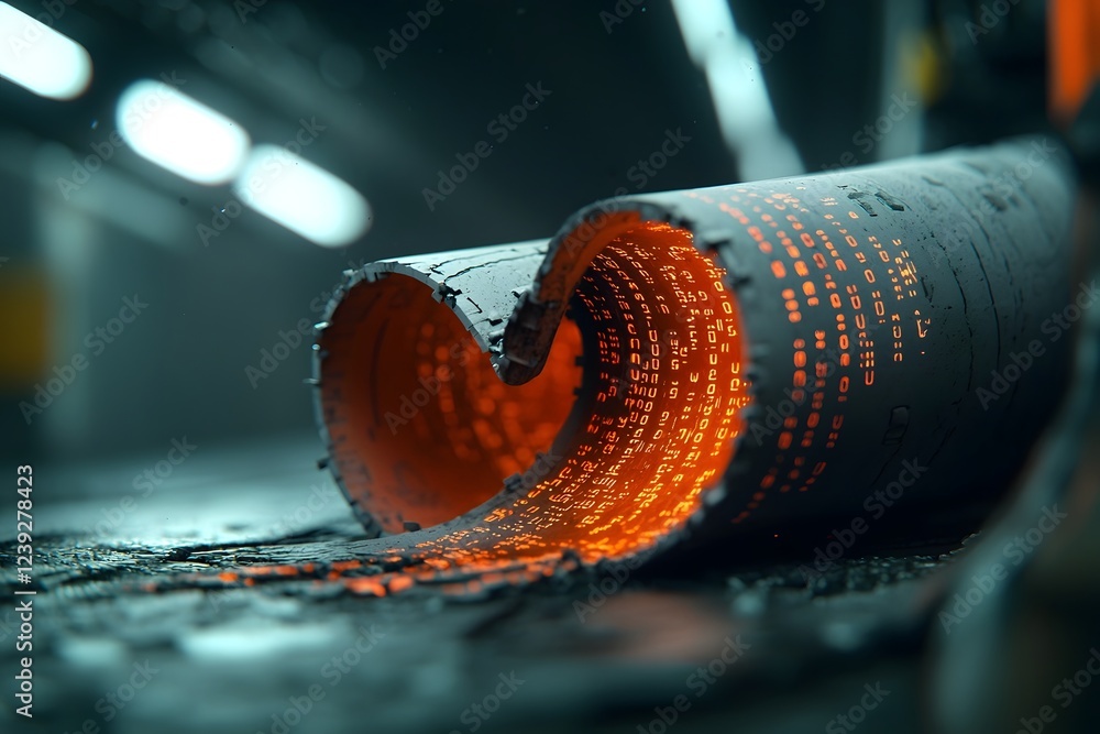 Poster enigmatic swirling waves of binary code and algorithmic fractals coalesce on a veiled technological 