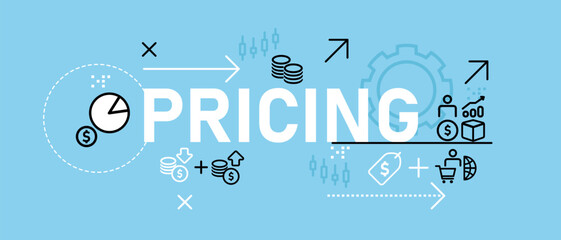 Pricing conceptual cost demand supply management business commercial price system promotion development strategy analysis planning design icon outline