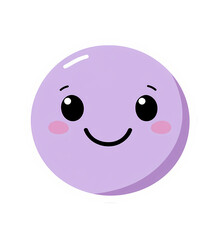 Fototapeta premium Vector sticker of a simple, cute, pastel purple smiley face icon on a white background