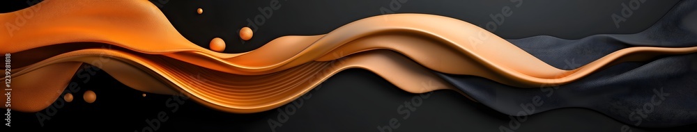 Poster flowing elegant golden waves cascading from both sides against a dark background with a blank center