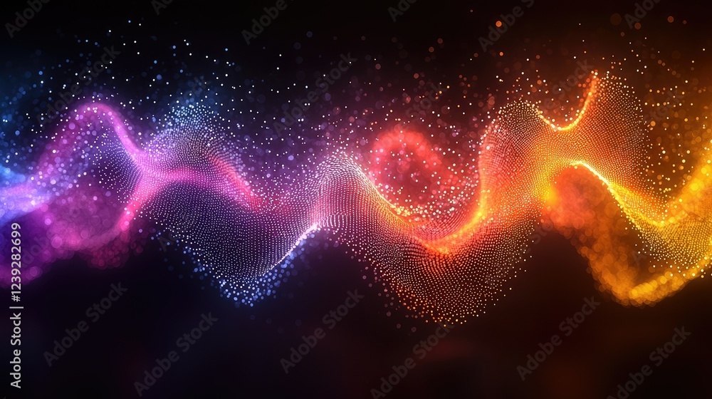 Poster abstract colorful particle wave flowing dynamically