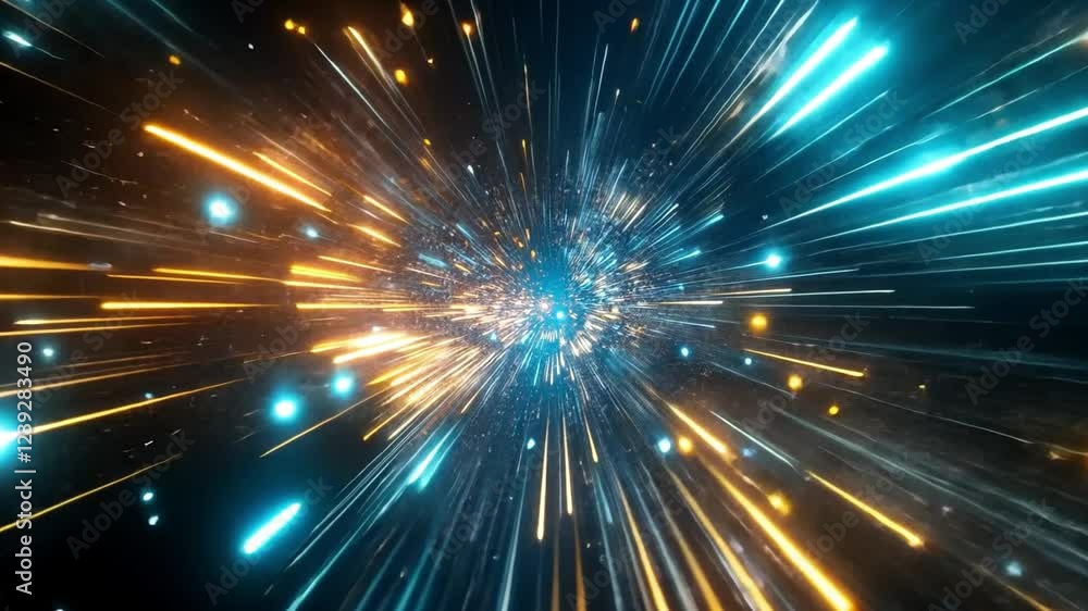 Poster dynamic bursts of light create a mesmerizing visual display in multicolored array