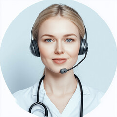 Round logo avatar icons for doctor or doctors. Patient support service to insert on your medical care or medical clinic website.