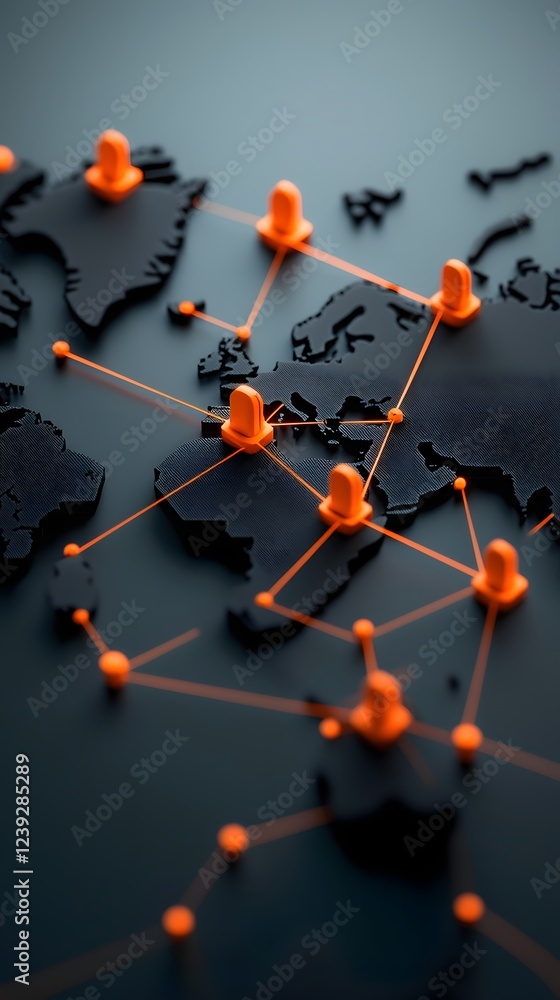Aufkleber futuristic global shipping logistics network with interconnected trade routes and data flow visualiz