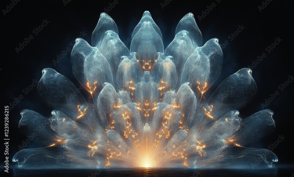 Poster Stunning Abstract Art of Light and Color with Flowing Forms and Illuminated Patterns in Dark Background for Artistic Concepts and Design Projects