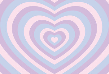 Heart burst background. Valentine's day concentric background. Pastel heart striped pattern illustration. Vector design for wallpaper, frame, posters, banners, greeting card, wedding, Valentine's day.