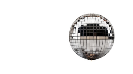 Silver disco ball on transparent background