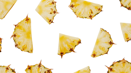Fresh pineapple slices on transparent background