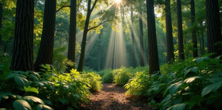 Dense saw palmetto undergrowth in a sunny pine flatwoods , southeastern, america, sun